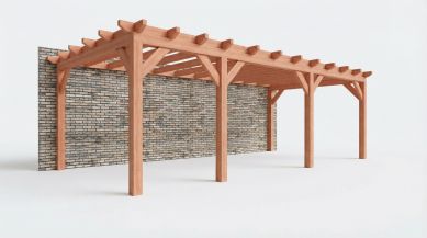 Bouwpakket aanbouwveranda 815x390,5 cm links fijnbezaagd Douglas