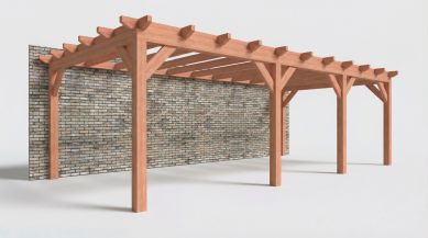 Bouwpakket aanbouwveranda 822x390,5 cm links fijnbezaagd Douglas