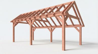 Bouwpakket kapschuur 766x346 cm fijnbezaagd Douglas