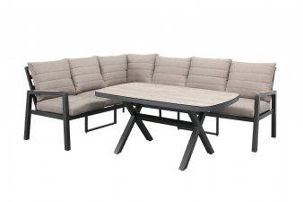 Donna cornerset loungeset aluminium met Taupe kussens