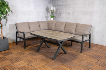 Cornerset Donna 3-delig – Aluminium met Taupe Kussens