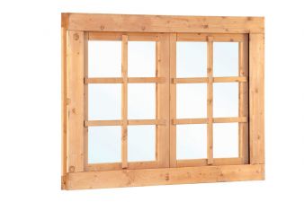 Douglas uitzetraam 6-ruits dubbel 125,2x90 cm buitenmaat  incl. 2 soorten roedes, RVS raambeslag en tochtrubber