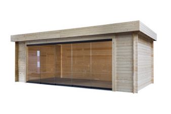 Buitenverblijf glazenschuifwand 667x340 cm