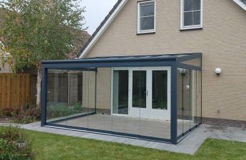 Greenline veranda 600x292 cm - antraciet - glasdak - incl. glasschuifsysteem, aluminium zijwand en onderdakzonwering - SALE02202