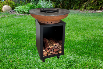 Barbecue Hermano XXL Base Black top Corten - incl. hoes en houtopslag - Ø80cm