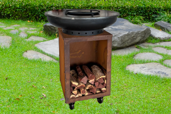 Barbecue Hermano XXL Base Corten top Black - incl. hoes en houtopslag - Ø80cm