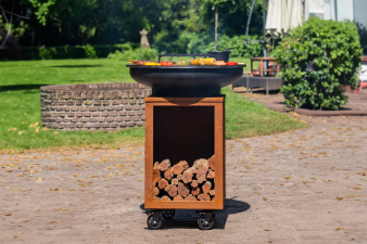 Barbecue Hermano XXL Base Corten top Black - incl. hoes en houtopslag - Ø80cm