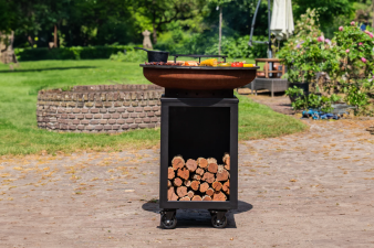 Barbecue Hermano XXL Base Black top Corten - incl. hoes en houtopslag - Ø80cm