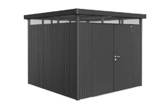 Metalen tuinhuis Highline H4 met dubbele deur in de kleur donkergrijs