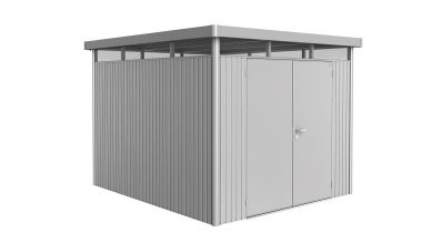 Berging van metaal, Highline H5 met dubbele deur, kleur zilvergrijs