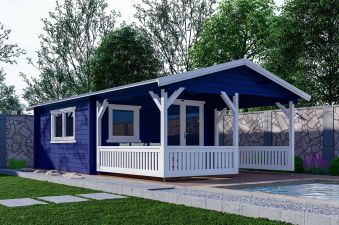 Blokhut 440x440 + luifel 300 cm - gecoat