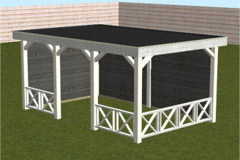 Lugarde veranda 486x300 cm, plat dak, 28mm, Excl. dakbedekking Excl. Bev. materiaal - Oud showmodel