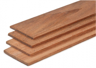 Schuttingplank Hardhout glad geschaafd voorzijde 2x V-groef 1,4x14x195 cm