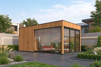 KubeLine tuinhuis 280x380 cm + overkapping 410 cm Douglas blank