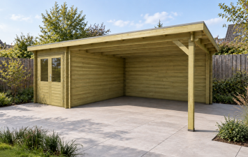 Classicline Blokhut Utrecht 200x300 cm + overkapping 400 cm vuren groen geïmpregneerd