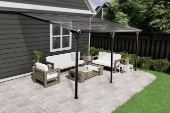 Veranda Livingdream 557x305 cm - antraciet - polycarbonaat dak - Bouwpakket