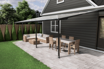 Veranda Livingdream 618x305 cm - antraciet - polycarbonaat dak - Bouwpakket