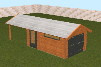 OP=OP Lugarde Blokhut buitenverblijf/garage 872x350 cm - bruin geïmpregneerd - Slechts 1 stuk voor deze prijs!