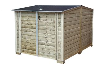Berging voor normale fietsen van Lutrabox met afmetingen 200 x 211 x 130 cm