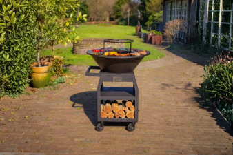 BBQ Plancha Grill Maestro XXL Ø80cm Blackline - Met pook en houtopslag