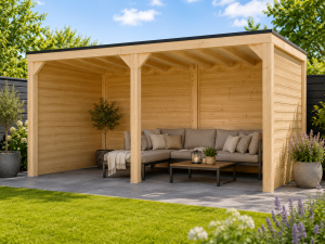 Overkapping Novo Modern 500x300 cm incl. achterwand en zijwanden (incl. EPDM)