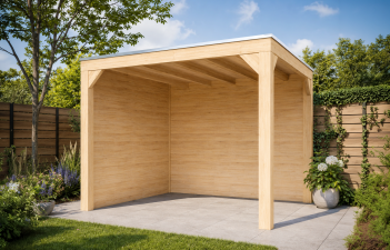 Overkapping Novo Modern 300x300 cm incl. achterwand en zijwand (incl. EPDM)