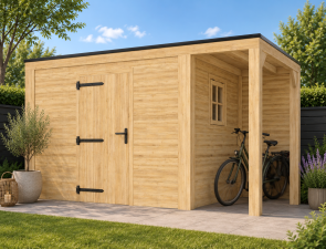 Buitenverblijf Novo Modern 300x300 cm + overkapping 100 cm incl. achterwand (incl. EPDM)
