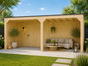 Overkapping Novo Modern 600x300 cm incl. achterwand en zijwanden (incl. EPDM)