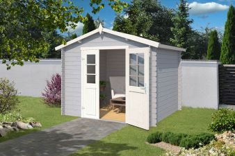 Blokhut Talinn 250x220 cm - Platinum Grey-Wit gecoat main