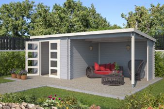 Blokhut Manuel 600x275 cm - Platinum Grey-Wit gecoat main