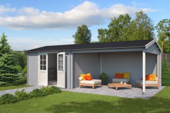 Blokhut Madita 710x330 cm - Platinum Grey-Wit gecoat main