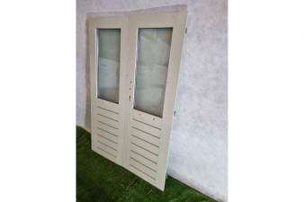 Dubbele houten deuren lichtgrijs 121,5 x 180,5 cm (bxh) - SALE25058