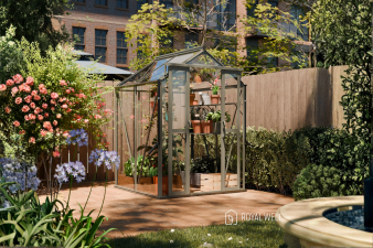 Royal Well Anne I tuinkas 150x150 cm groengrijs met 3mm veiligheidsglas (inclusief fundament)