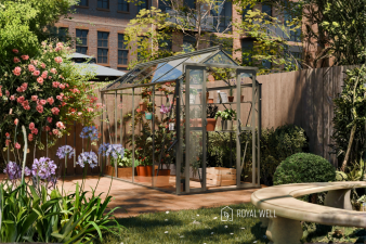 Royal Well Anne III tuinkas 150x290 cm groengrijs met 3mm veiligheidsglas (inclusief fundament)