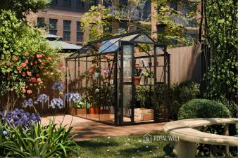 Royal Well Anne III tuinkas 150x290 cm zwart met 3mm veiligheidsglas (inclusief fundament)