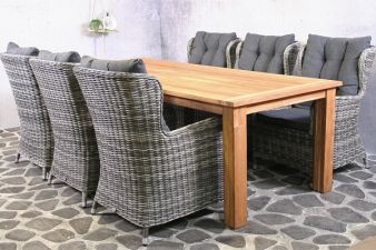 Tuinset Gomera Teak tafel en wicker stoelen