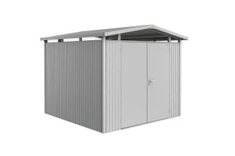 Panorama P4 metalen tuinhuis met dubbele deur zilvergrijs