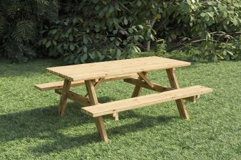 picknicktafel vurenhout geimpregneerd met klapbare banken