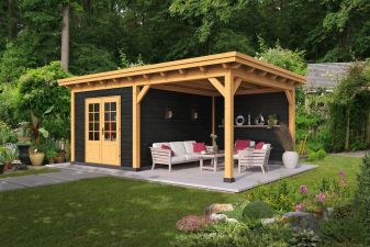 Overkapping Plat Dak Odense XL Type 3 Red Class Wood 550x378 cm - Zwarte Wanden