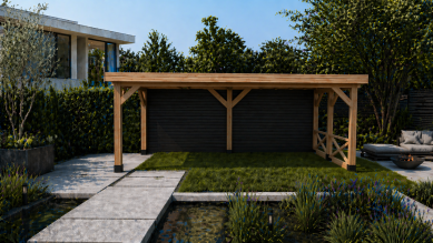 FlexLine S buitenverblijf 600x300 cm met 2 achterwanden vuren blank