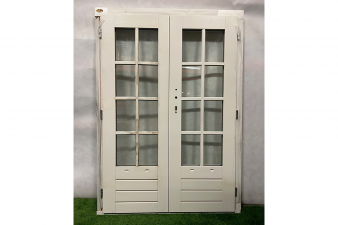 Dubbele deur wit gecoat 128x183 cm incl. kozijn & scharnieren - dubbelglas - SALE01002