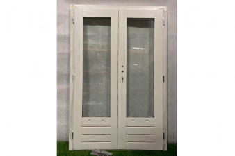 Dubbele deur wit gecoat 121x194,5 cm incl. hang- en sluitwerk - SALE01003