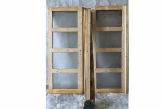 Vuren dubbele deur inclusief glas en rubber exclusief beslag 153x192 cm - SALE01560