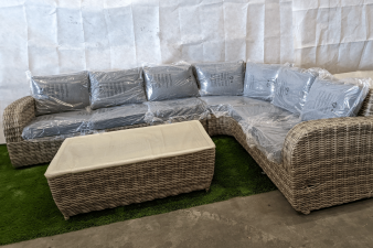 SenS-Line Caron wicker corner loungeset - licht beschadigd - exclusief glasplaat - SALE01997
