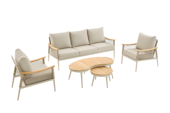 Loungeset Sevilla van aluminium met beige kussens