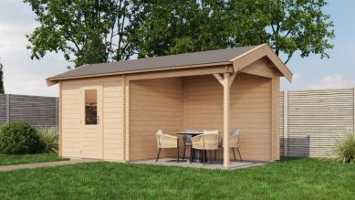 Lugarde Select Blokhut met overkapping Markelo 250x250cm + 300cm - Onbehandeld