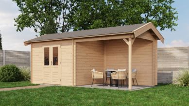 Lugarde Select Blokhut met overkapping Varsseveld 300x250cm + 300cm - Onbehandeld