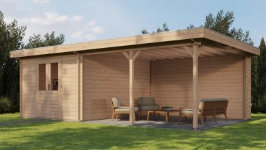 Lugarde Select Blokhut met overkapping Culemborg 300x400cm + 400cm - Onbehandeld