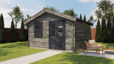 Lugarde Select Blokhut met overkapping Oosterbeek 400x400cm + 300cm - Onbehandeld