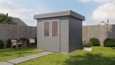 Lugarde Select Prima Delft tuinhuis 240x240 cm 28 mm vuren grijs gebeitst